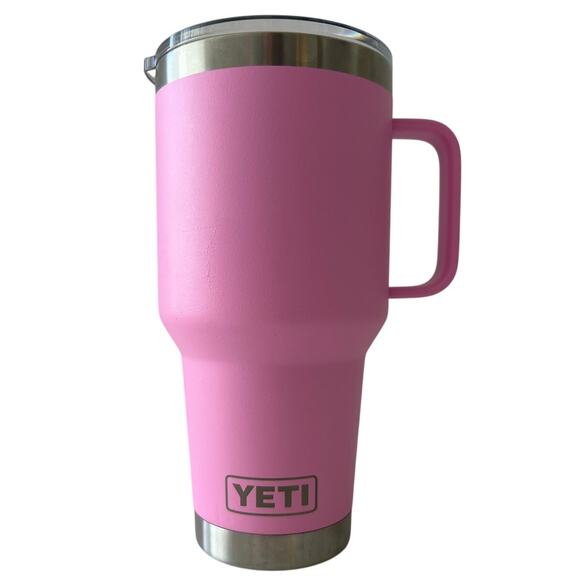 YETI 35 oz mug Power Pink Rambler Mug Cup Handle Limited Edition Unused No Straw - Picture 1 of 7